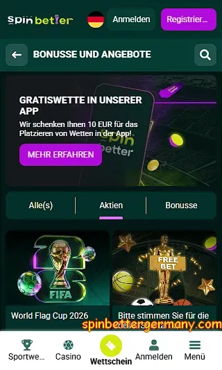 Bonusse und Aktionen bei SpinBetter