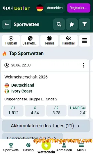 Sportwetten bei SpinBetter Deutschland